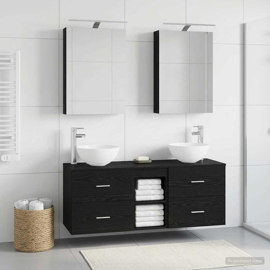 vidaXL Bathroom Furniture Set 5 pcs Black Oak 4