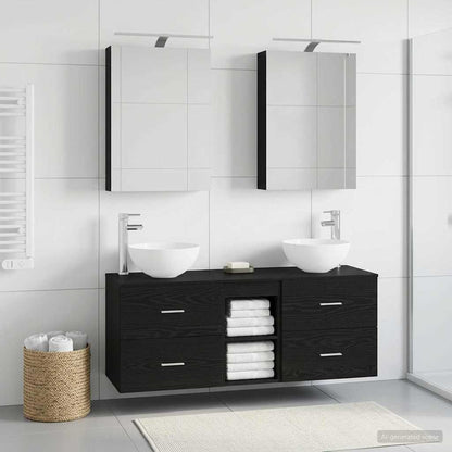 vidaXL Bathroom Furniture Set 5 pcs Black Oak 4