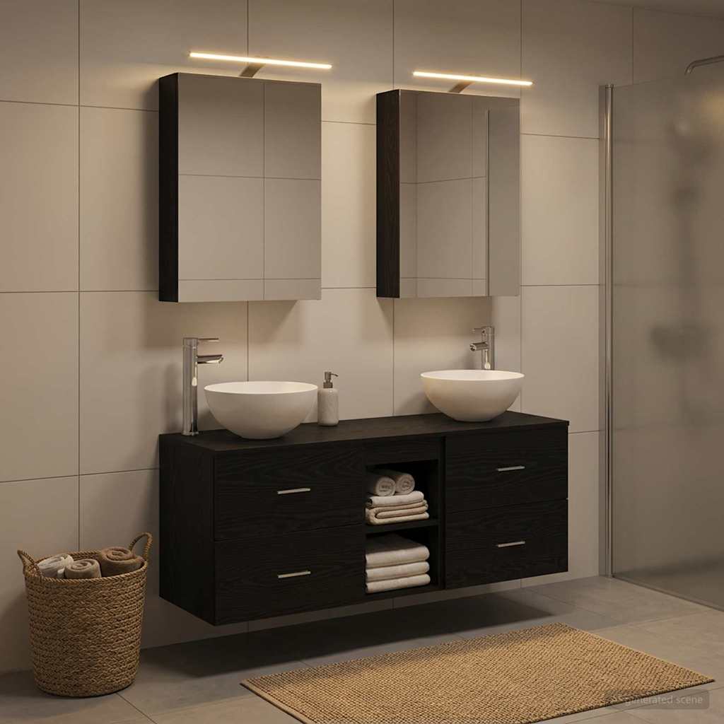 vidaXL Bathroom Furniture Set 5 pcs Black Oak 1