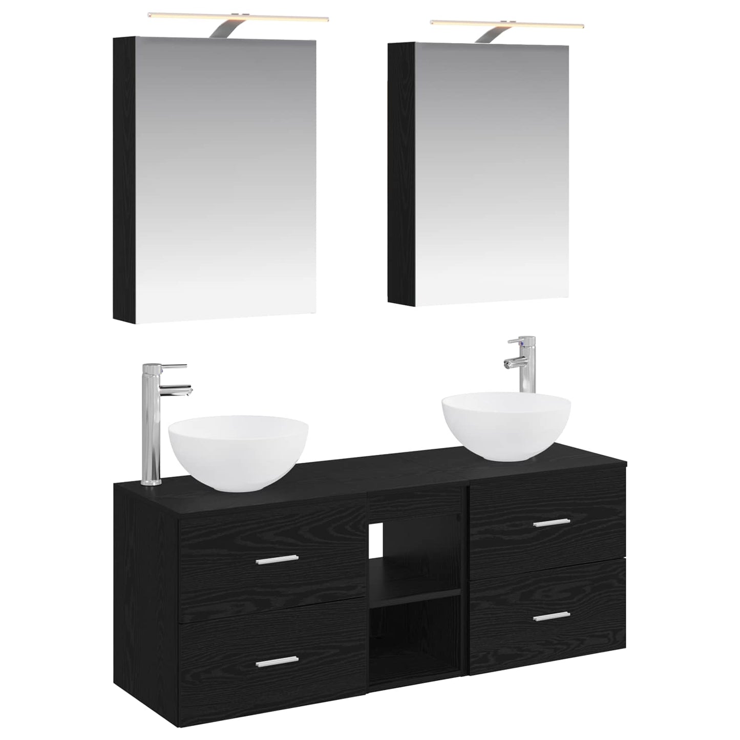 vidaXL Bathroom Furniture Set 5 pcs Black Oak 2