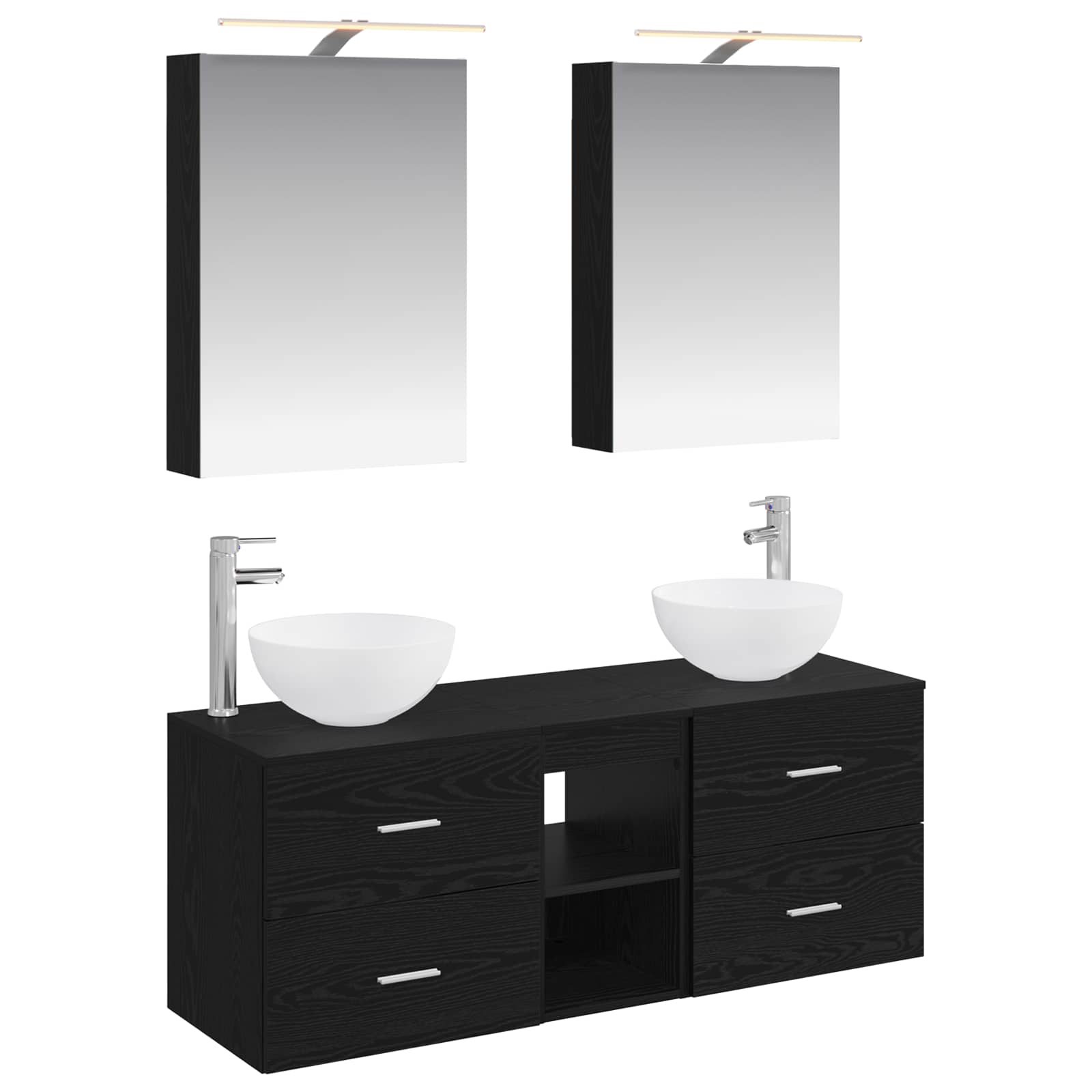 vidaXL Bathroom Furniture Set 5 pcs Black Oak 2