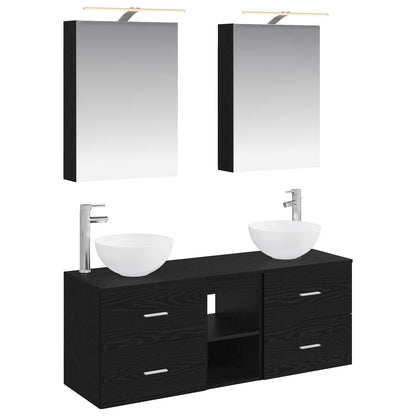 vidaXL Bathroom Furniture Set 5 pcs Black Oak 2