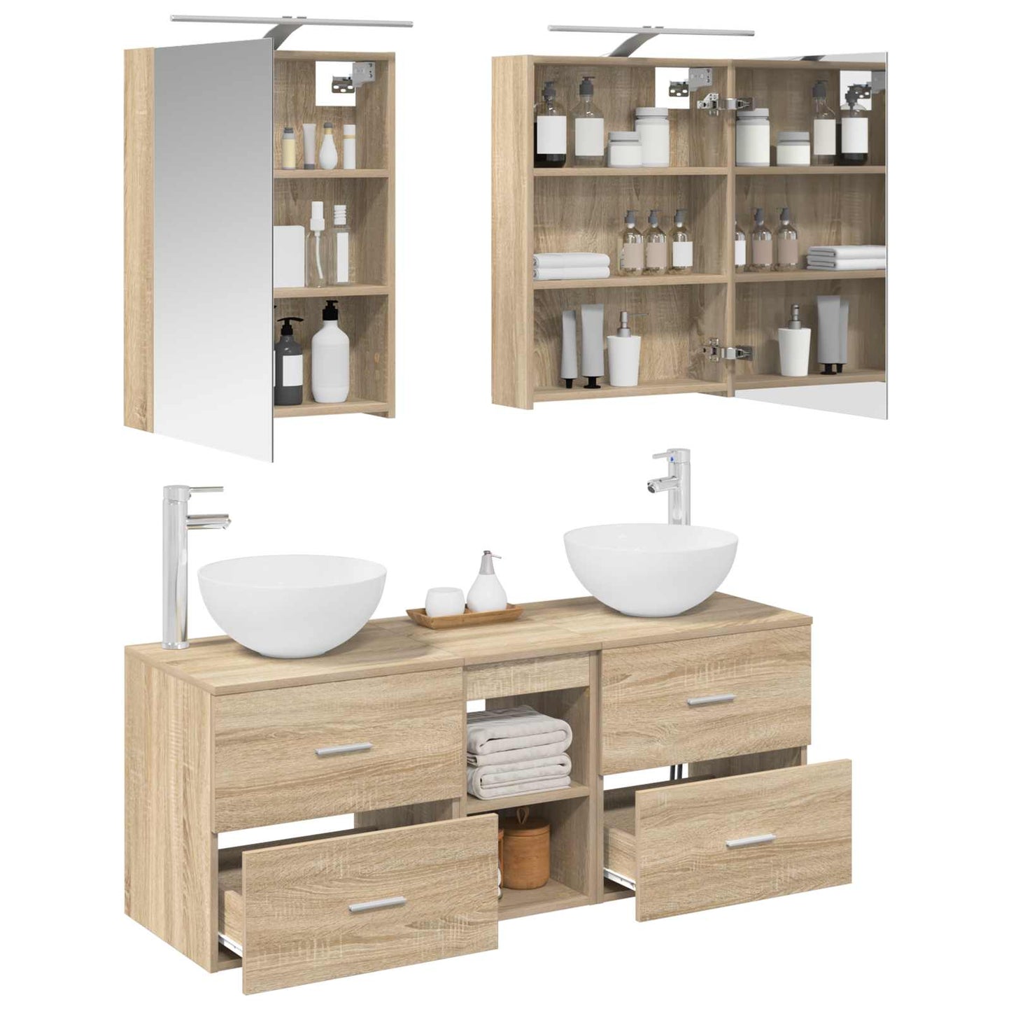 vidaXL Bathroom Furniture Set 5 pcs Sonoma Oak 3