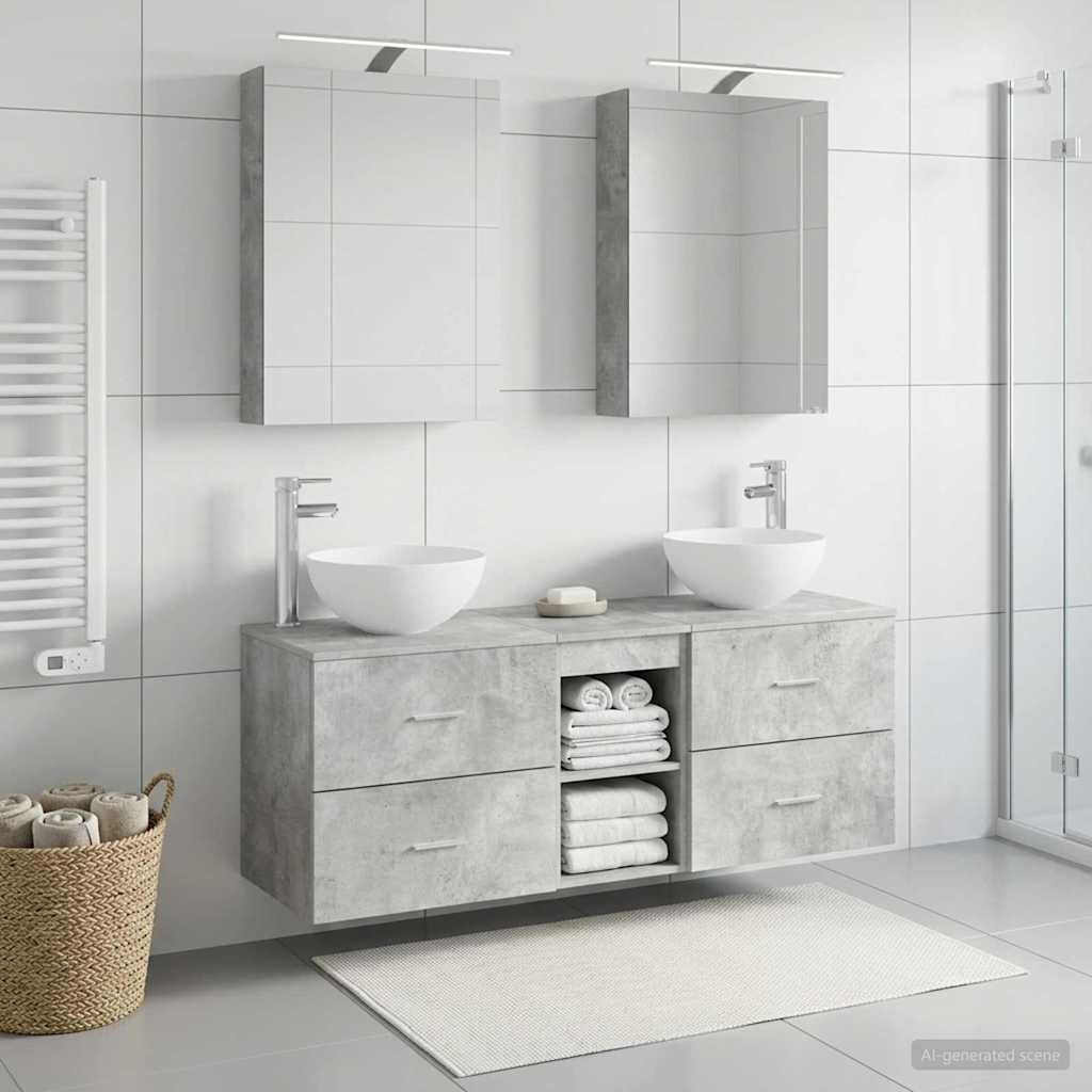 vidaXL Bathroom Furniture Set 5 pcs Concrete Grey 4