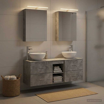vidaXL Bathroom Furniture Set 5 pcs Concrete Grey 1