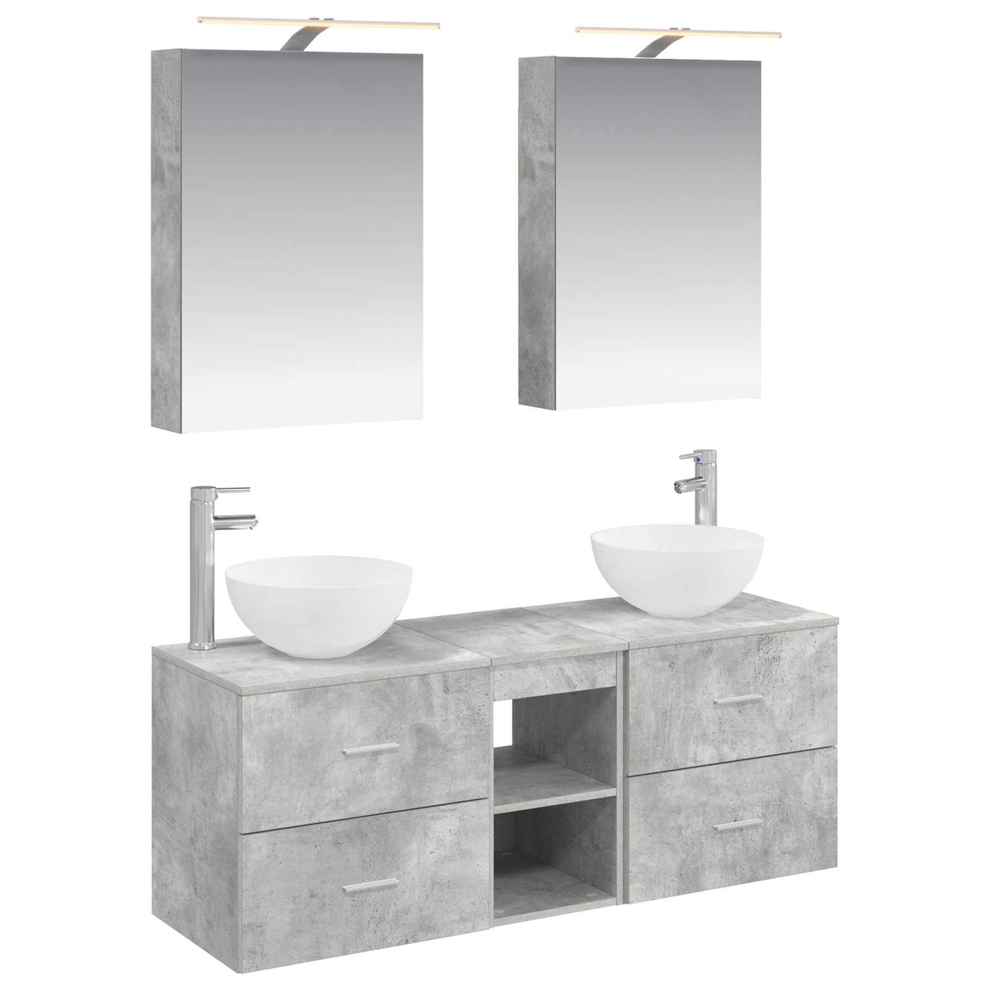 vidaXL Bathroom Furniture Set 5 pcs Concrete Grey 2