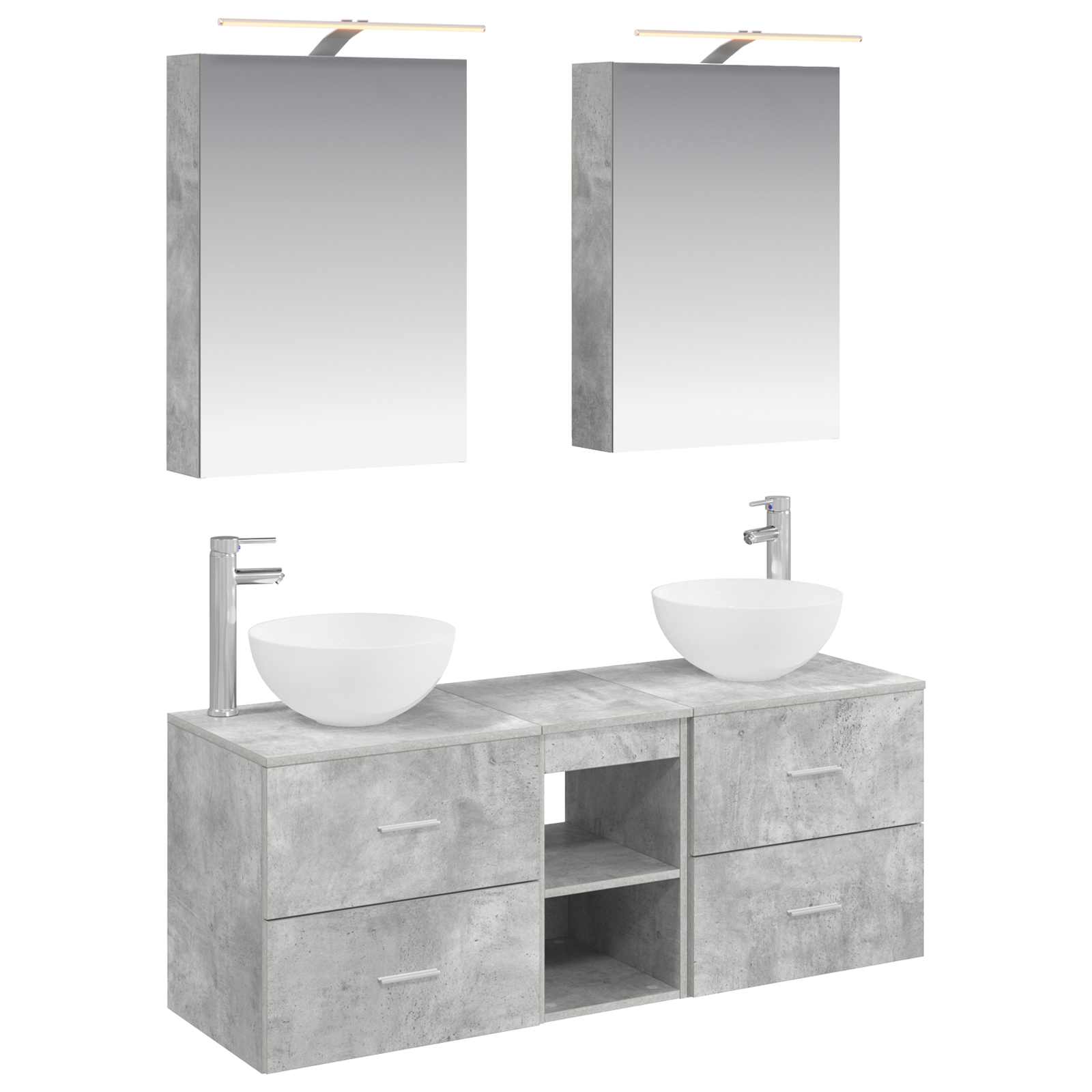 vidaXL Bathroom Furniture Set 5 pcs Concrete Grey 2