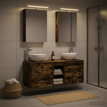 vidaXL Bathroom Furniture Set 5 pcs Smoked Oak 1