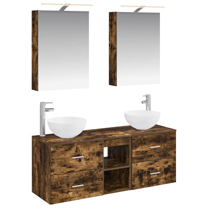 vidaXL Bathroom Furniture Set 5 pcs Smoked Oak 2
