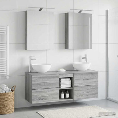 vidaXL Bathroom Furniture Set 5 pcs Grey Sonoma 4