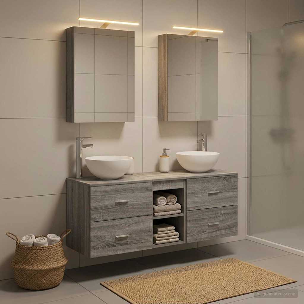 vidaXL Bathroom Furniture Set 5 pcs Grey Sonoma 1