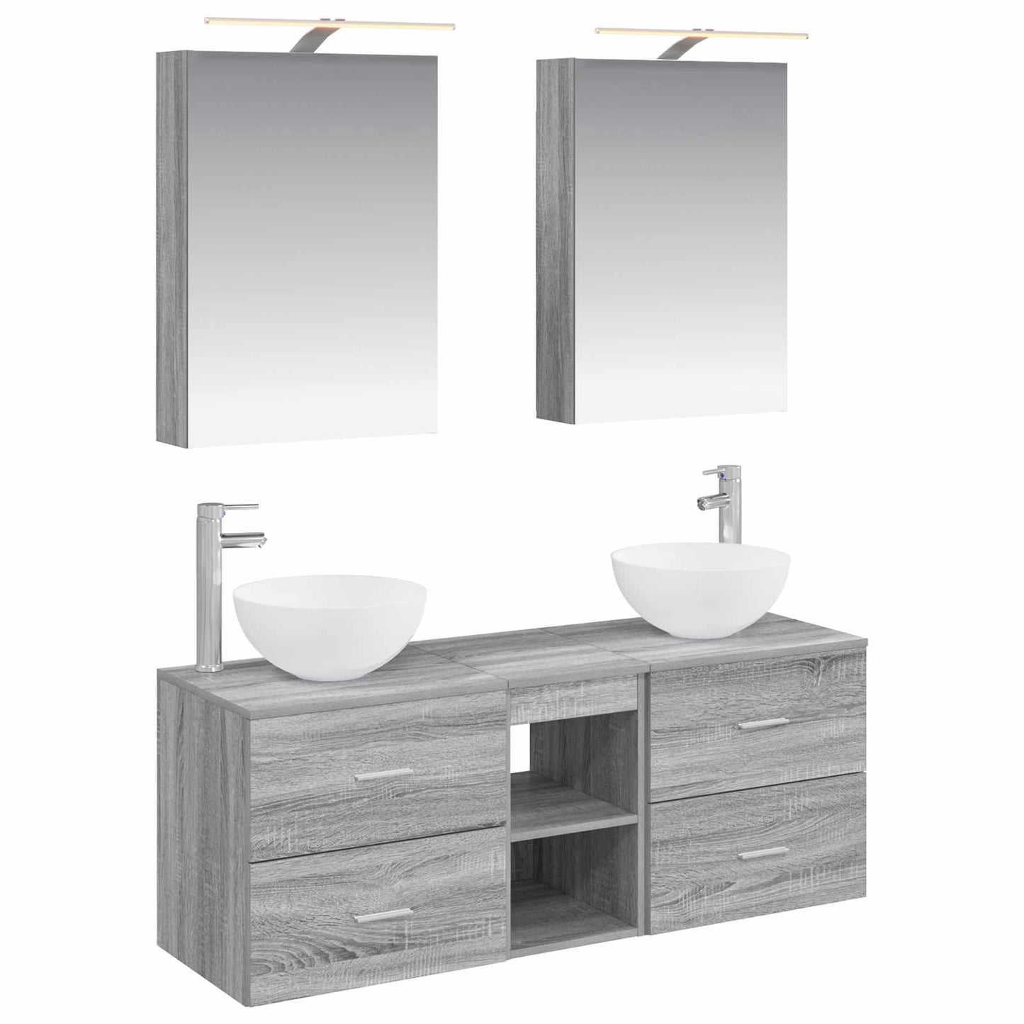 vidaXL Bathroom Furniture Set 5 pcs Grey Sonoma 2