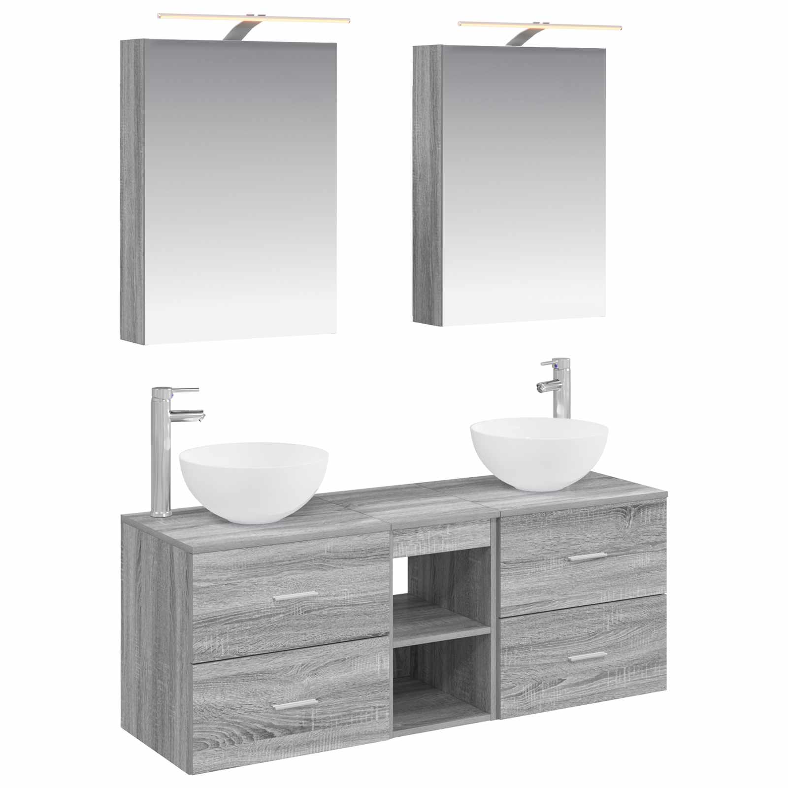 vidaXL Bathroom Furniture Set 5 pcs Grey Sonoma 2
