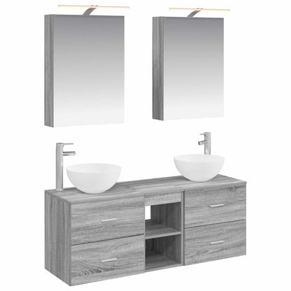 vidaXL Bathroom Furniture Set 5 pcs Grey Sonoma 2
