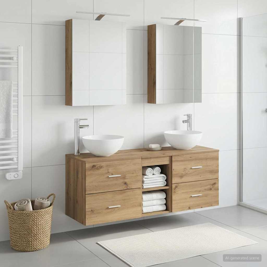 Bathroom Furniture Set 5 pcs 50 x 14.5 x 70 cm Artisan oak