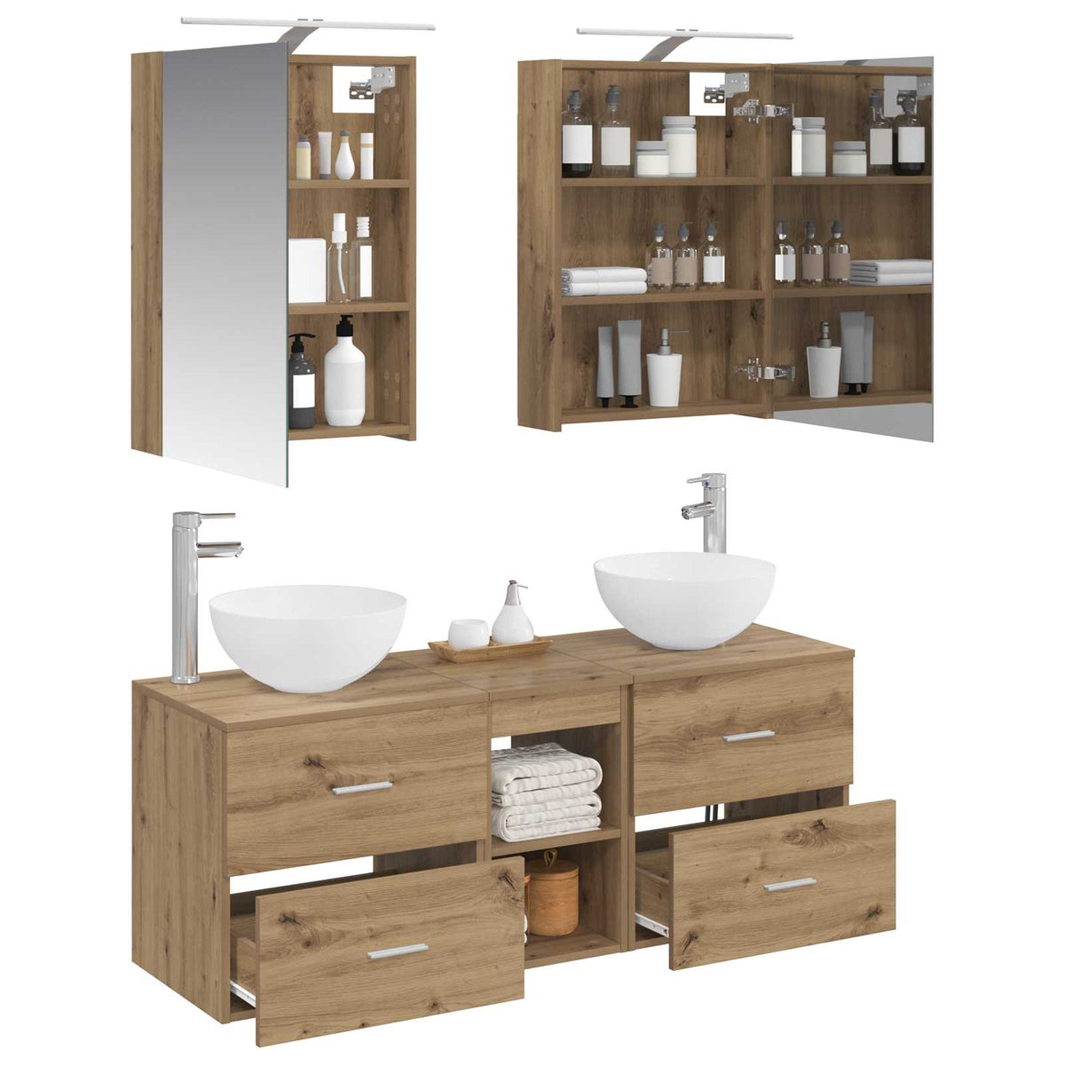 Bathroom Furniture Set 5 pcs 50 x 14.5 x 70 cm Artisan oak
