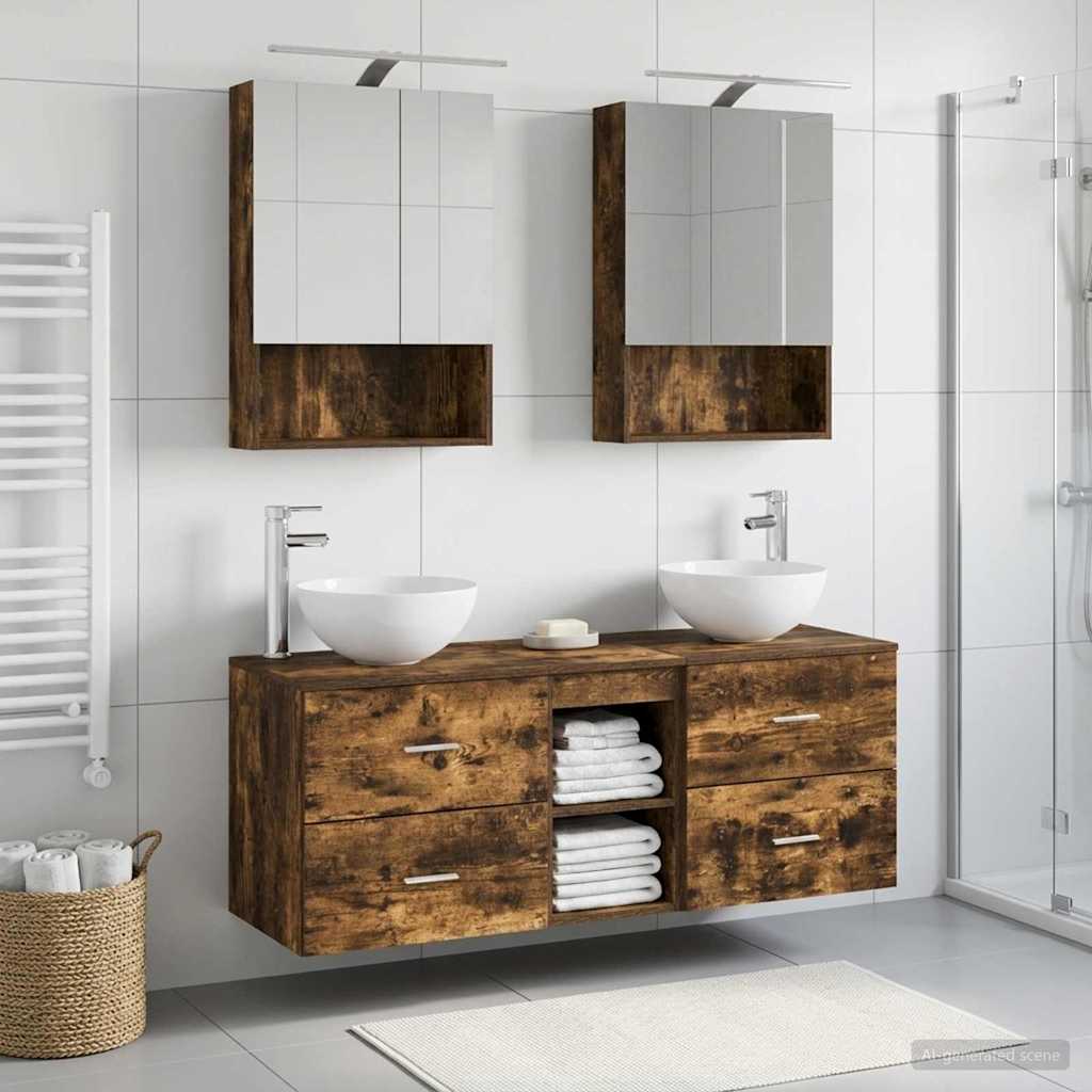 vidaXL Bathroom Furniture Set 5 pcs Smoked Oak 4