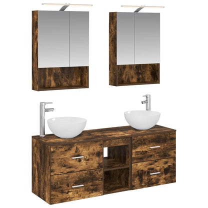 vidaXL Bathroom Furniture Set 5 pcs Smoked Oak 2