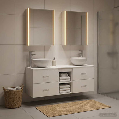 vidaXL Bathroom Furniture Set 5 pcs White Engineered Wood and Glass 1