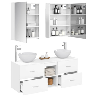 vidaXL Bathroom Furniture Set 5 pcs White Engineered Wood and Glass 3
