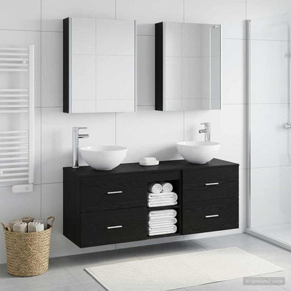 vidaXL Bathroom Furniture Set 5 pcs Black Oak 1