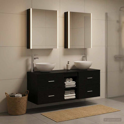 vidaXL Bathroom Furniture Set 5 pcs Black Oak 4