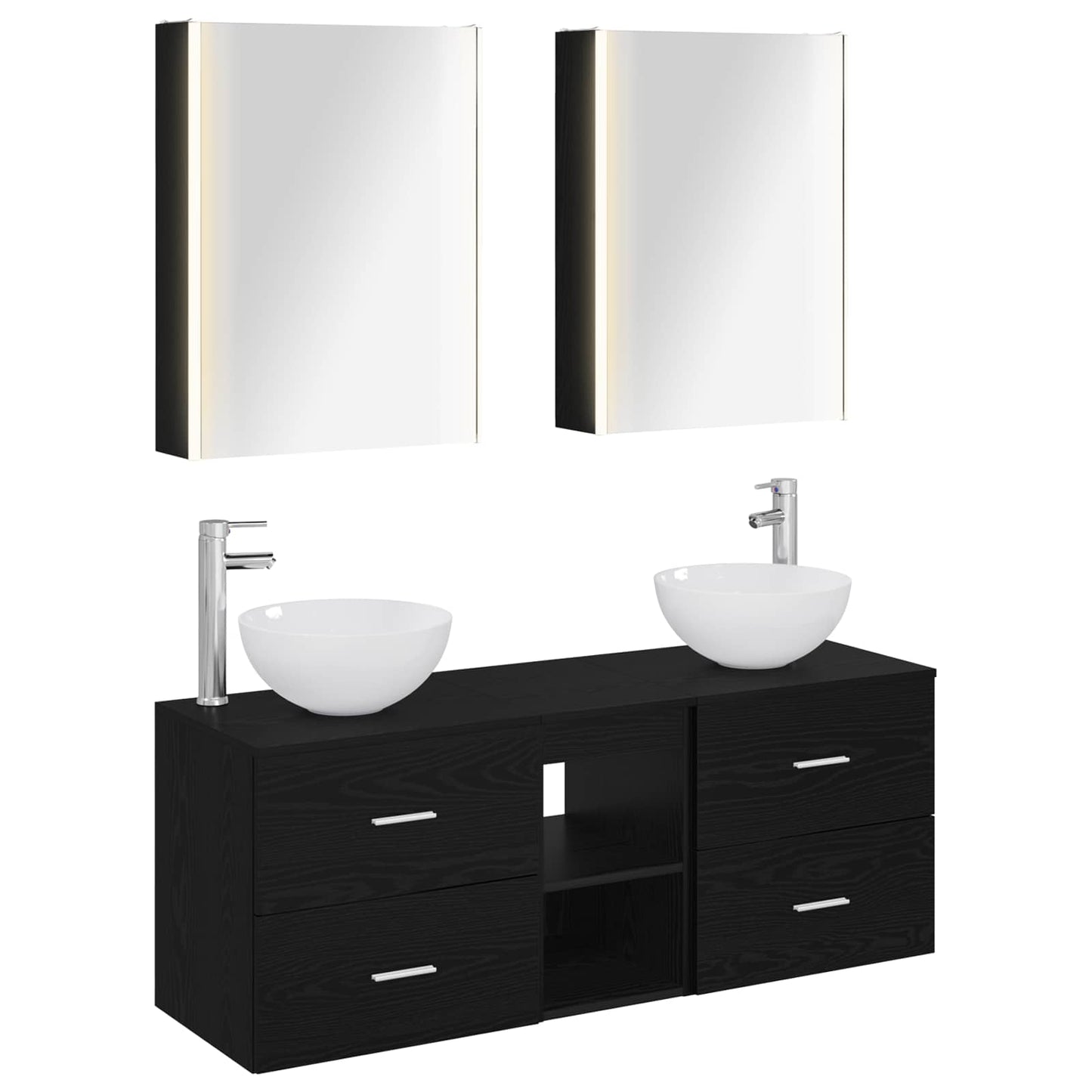 vidaXL Bathroom Furniture Set 5 pcs Black Oak 2