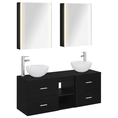 vidaXL Bathroom Furniture Set 5 pcs Black Oak 2