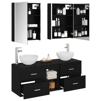 vidaXL Bathroom Furniture Set 5 pcs Black Oak 3