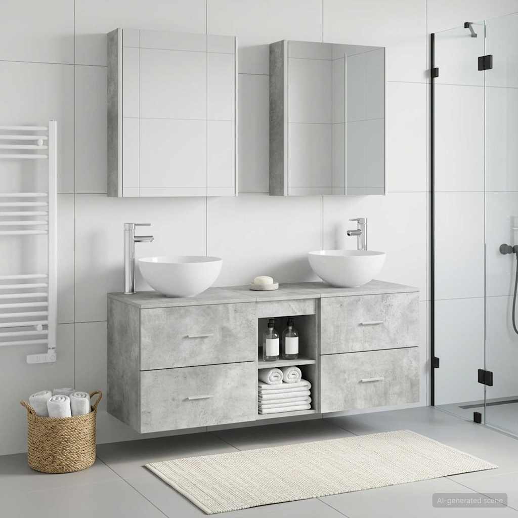 vidaXL Bathroom Furniture Set 5 pcs Concrete Grey 1