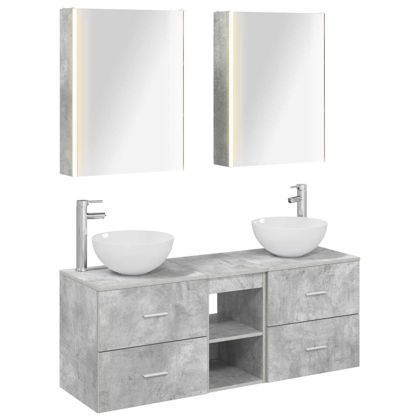 vidaXL Bathroom Furniture Set 5 pcs Concrete Grey 2
