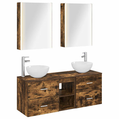 vidaXL Bathroom Furniture Set 5 pcs Smoked Oak 2