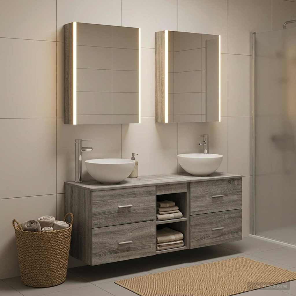 vidaXL Bathroom Furniture Set 5 pcs Grey Sonoma 1