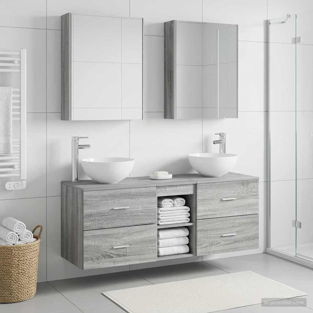 vidaXL Bathroom Furniture Set 5 pcs Grey Sonoma 4