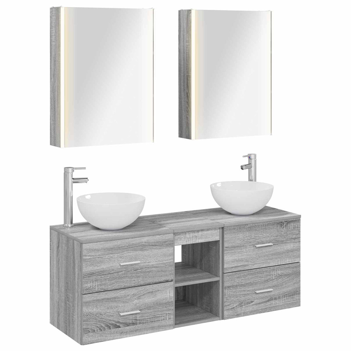 vidaXL Bathroom Furniture Set 5 pcs Grey Sonoma 2