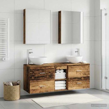 vidaXL Bathroom Furniture Set 5 pcs Old Wood Engineered Wood and Glass 1