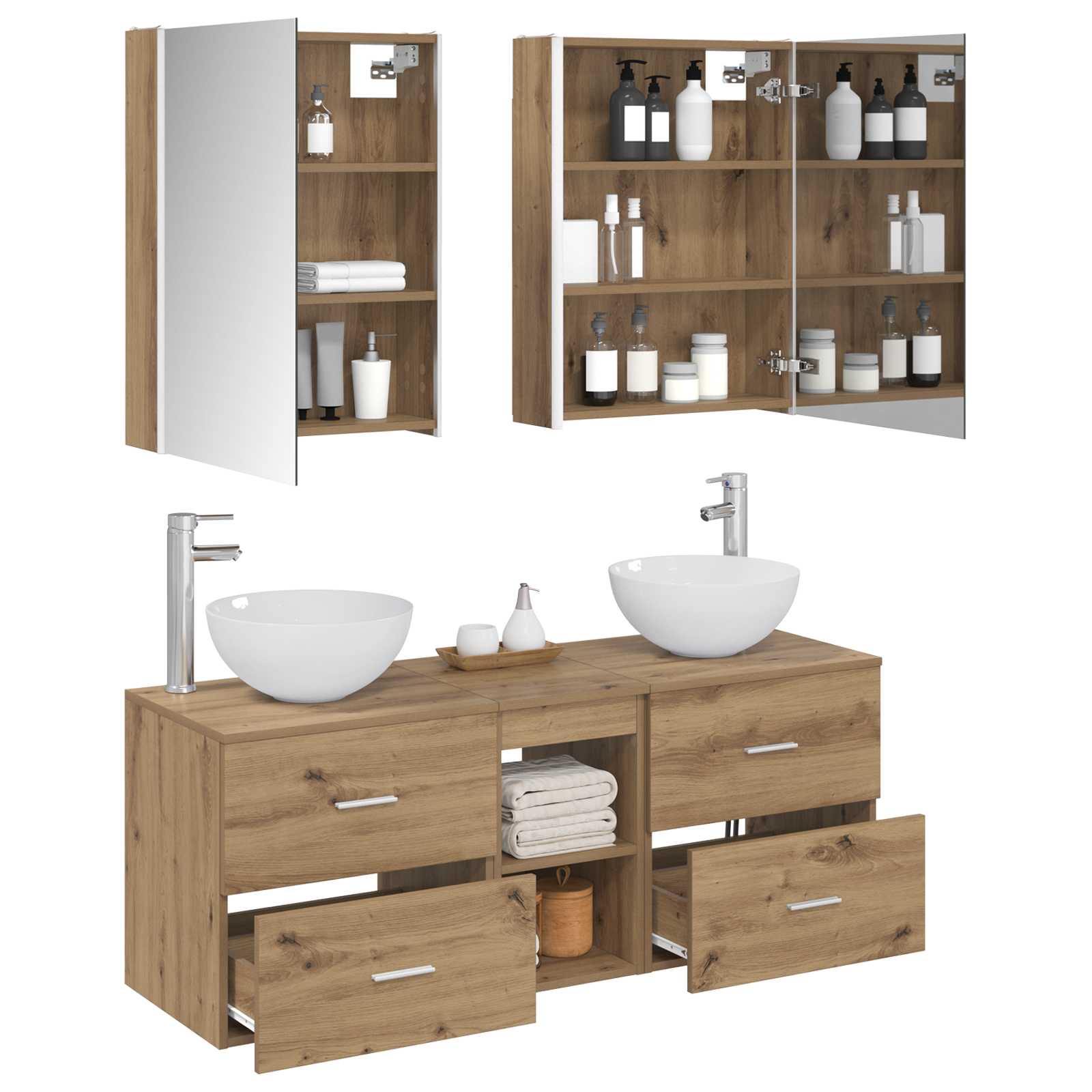 vidaXL Bathroom Furniture Set 5 pcs Artisan Oak 3