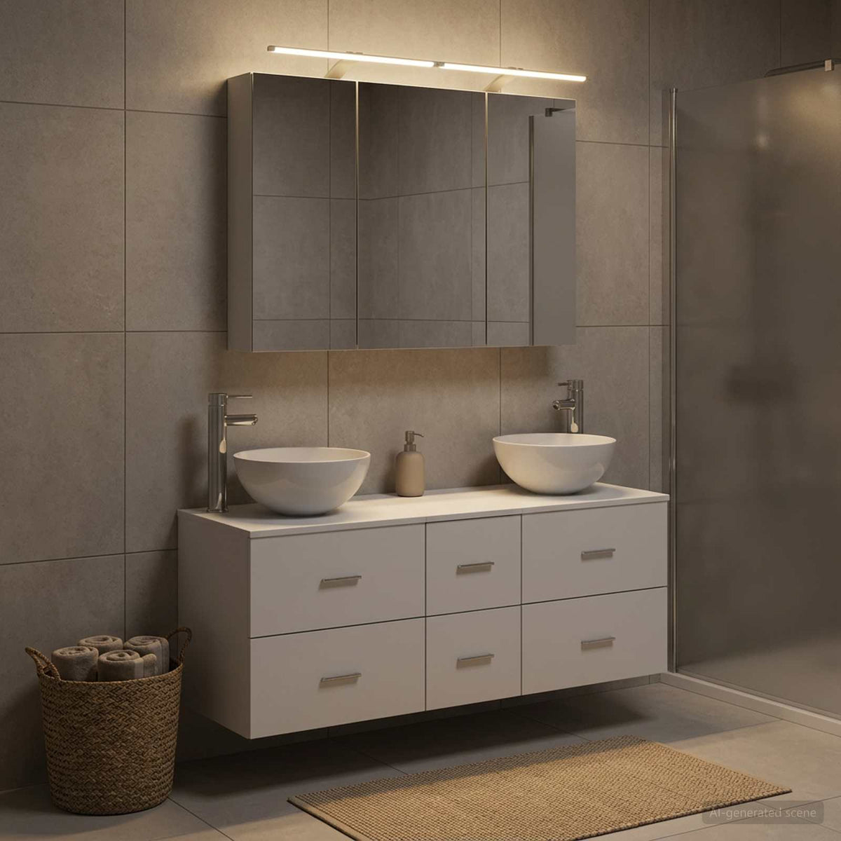 Bathroom Furniture Set 4 pcs 100 x 14.5 x 70 cm White