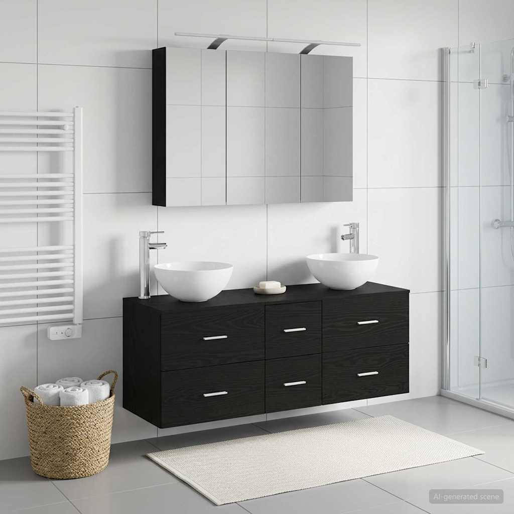 Bathroom Furniture Set 4 pcs 100 x 14.5 x 70 cm Black oak