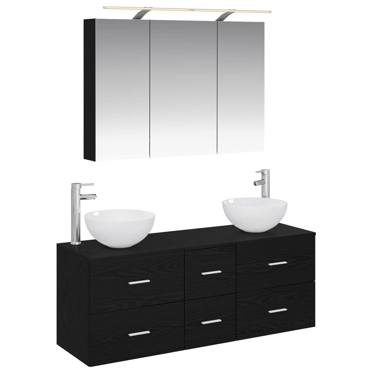 Bathroom Furniture Set 4 pcs 100 x 14.5 x 70 cm Black oak