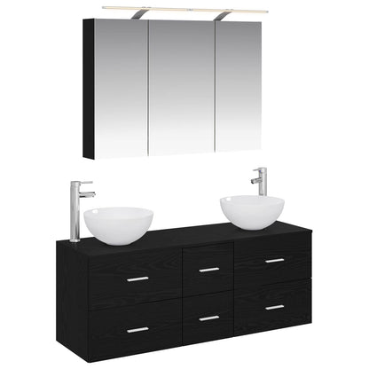 Bathroom Furniture Set 4 pcs 100 x 14.5 x 70 cm Black oak