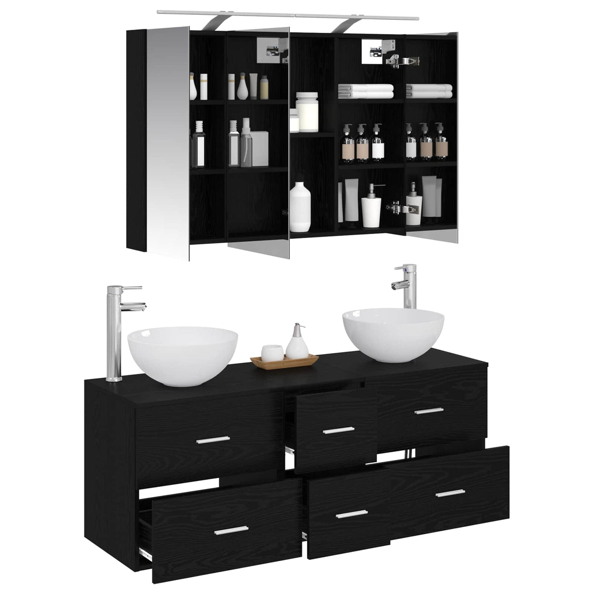 Bathroom Furniture Set 4 pcs 100 x 14.5 x 70 cm Black oak