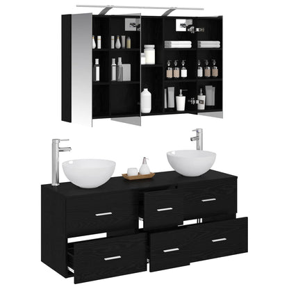 Bathroom Furniture Set 4 pcs 100 x 14.5 x 70 cm Black oak