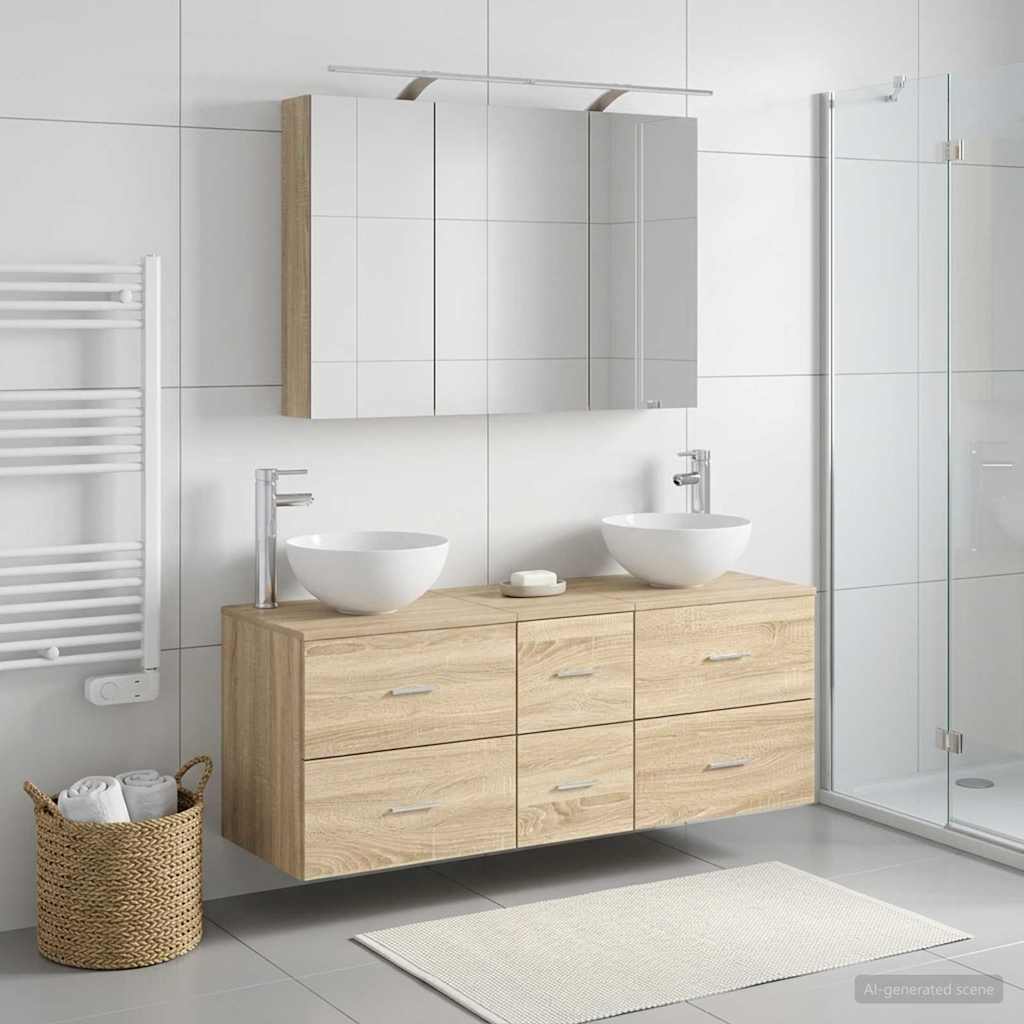 Bathroom Furniture Set 4 pcs 100 x 14.5 x 70 cm Sonoma oak