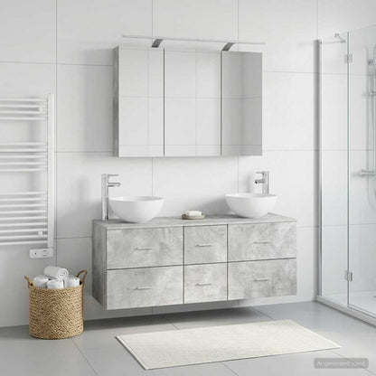 Bathroom Furniture Set 4 pcs 100 x 14.5 x 70 cm Concrete grey