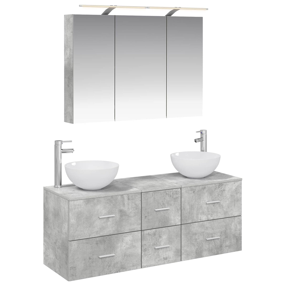 Bathroom Furniture Set 4 pcs 100 x 14.5 x 70 cm Concrete grey