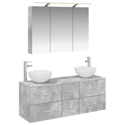 Bathroom Furniture Set 4 pcs 100 x 14.5 x 70 cm Concrete grey