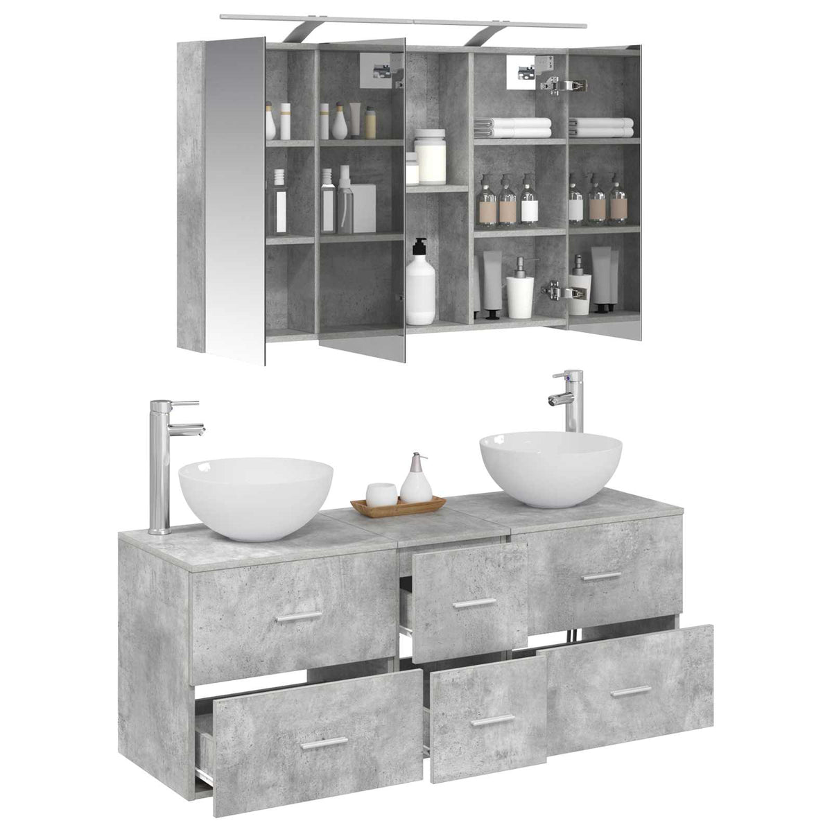 Bathroom Furniture Set 4 pcs 100 x 14.5 x 70 cm Concrete grey