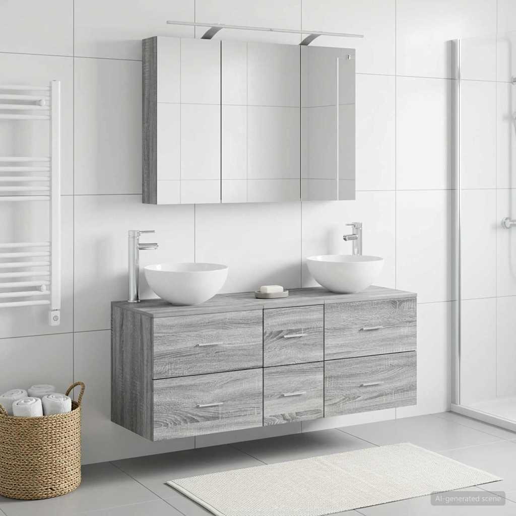 vidaXL Bathroom Furniture Set 4 pcs Grey Sonoma 4