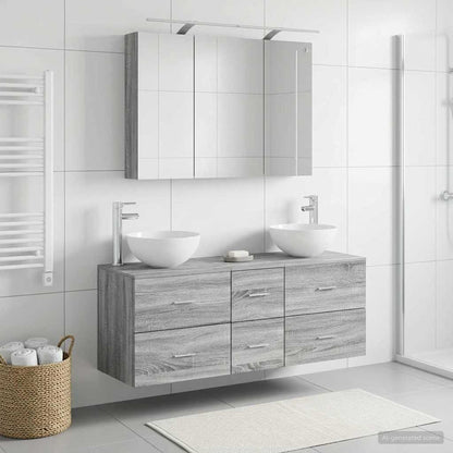 vidaXL Bathroom Furniture Set 4 pcs Grey Sonoma 4